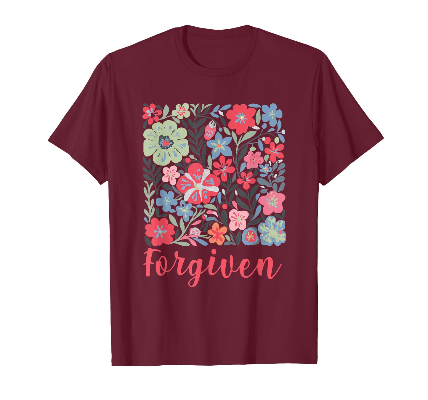 Forgiven Boho Floral Christian Inspirational Religious T-Shirt