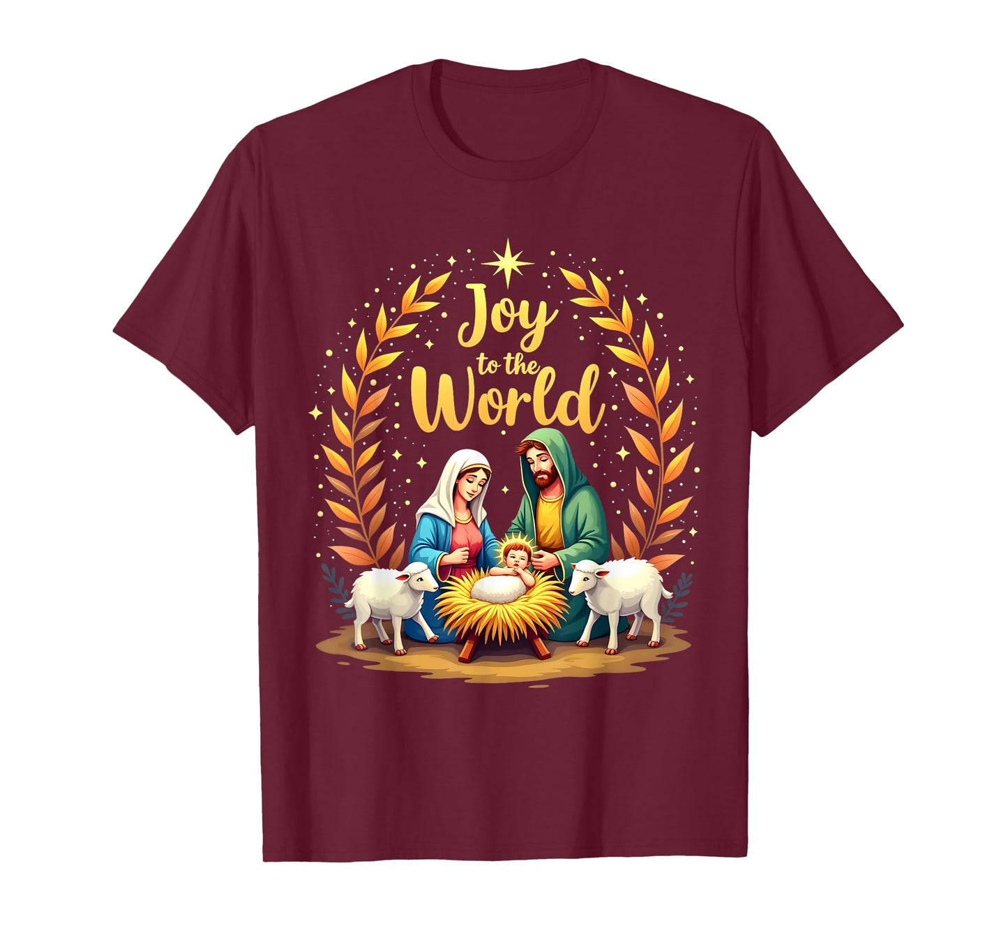 Joy To The World Christmas Nativity Christian Birth Of Jesus T-Shirt