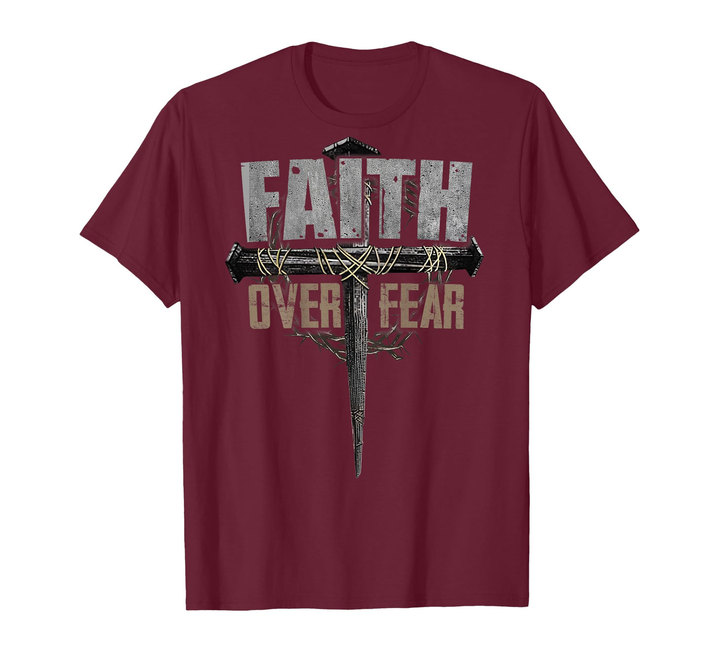 God Jesus Christ Cross Faith Over Fear Religious Christian T-Shirt