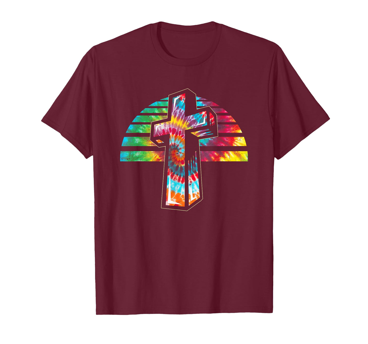 Jesus Christian Cross Tie Dye Rainbow Religious Bible Faith T-Shirt