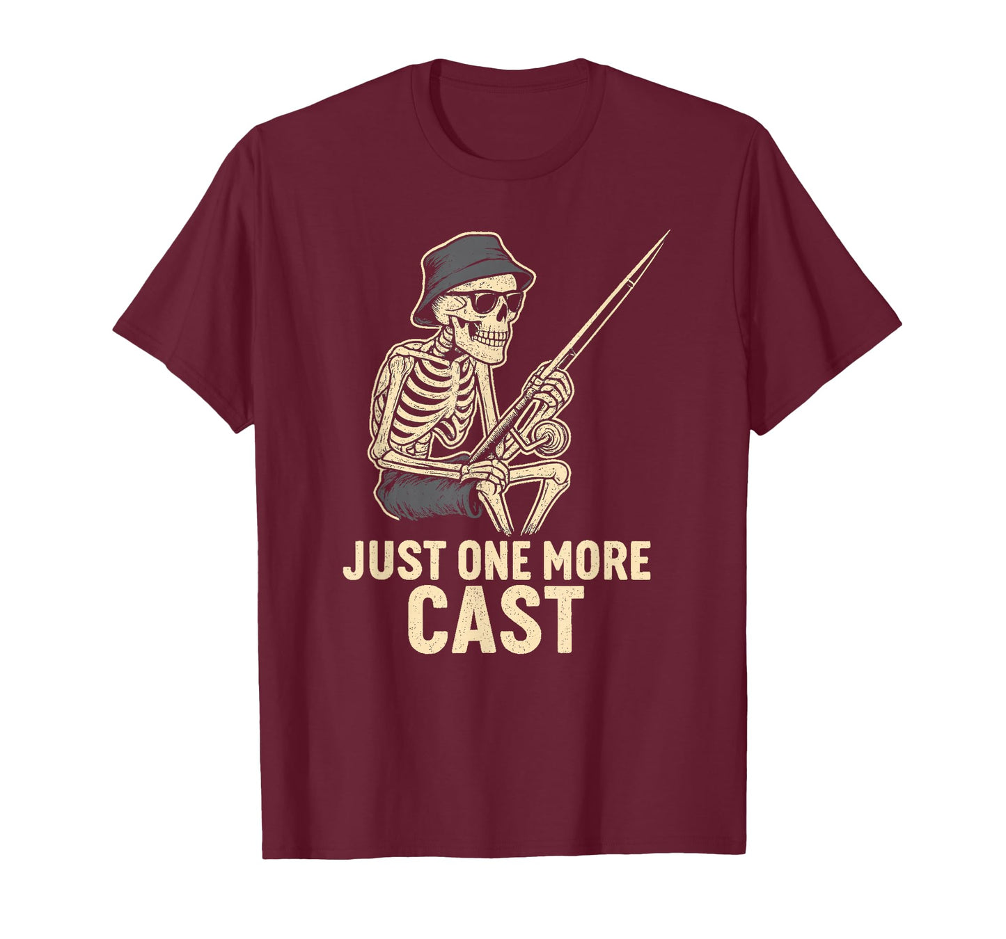 Funny Skeleton Fishing Tee Just One More Cast Quote T-Shirt