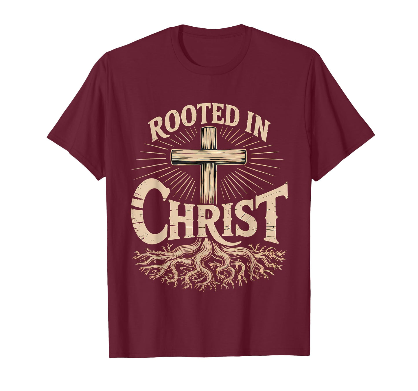 Rooted in Christ Christian Faith Jesus Cross T-Shirt