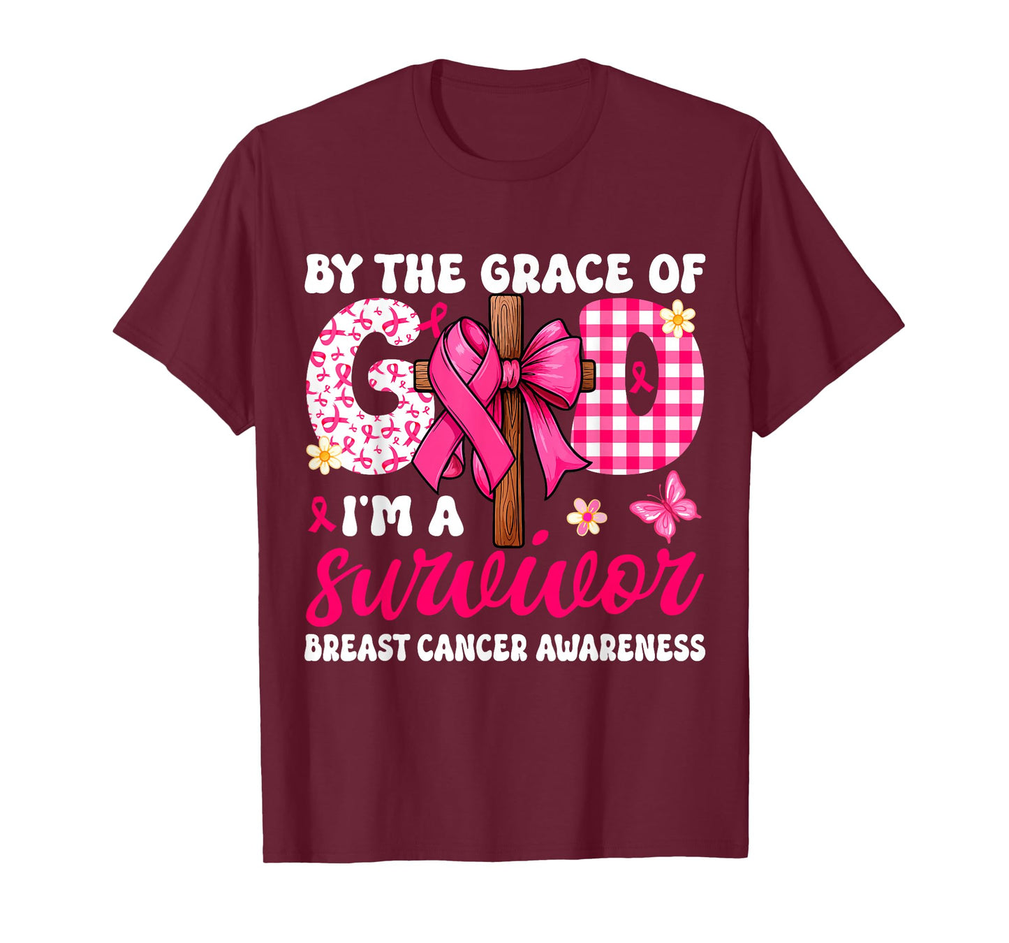 Christian Breast Cancer Bow by The Grace God I'm A Survivor T-Shirt