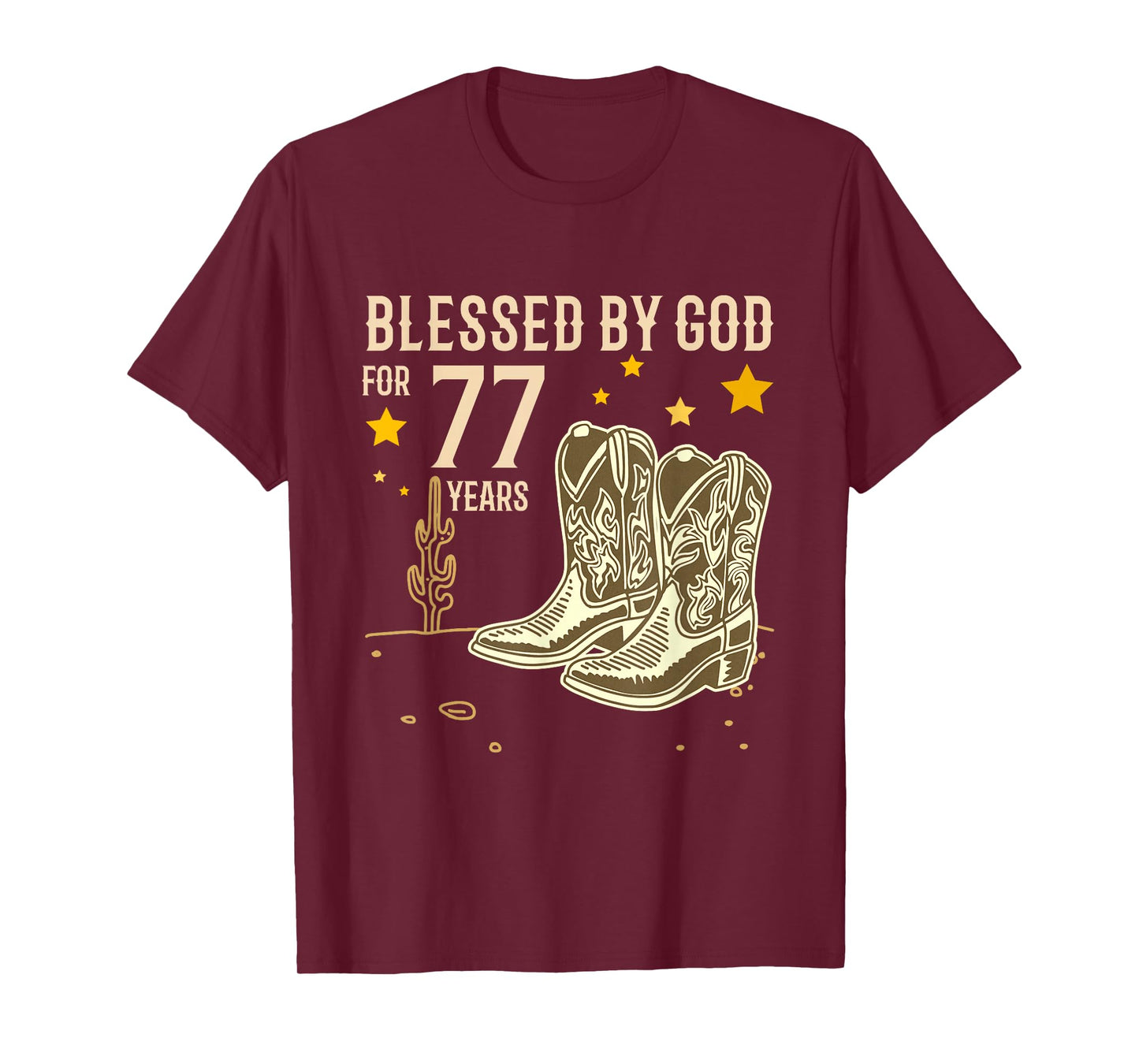 Vintage Blessed by God for 77 Years Cowboy 77th Birthday Men T-Shirt