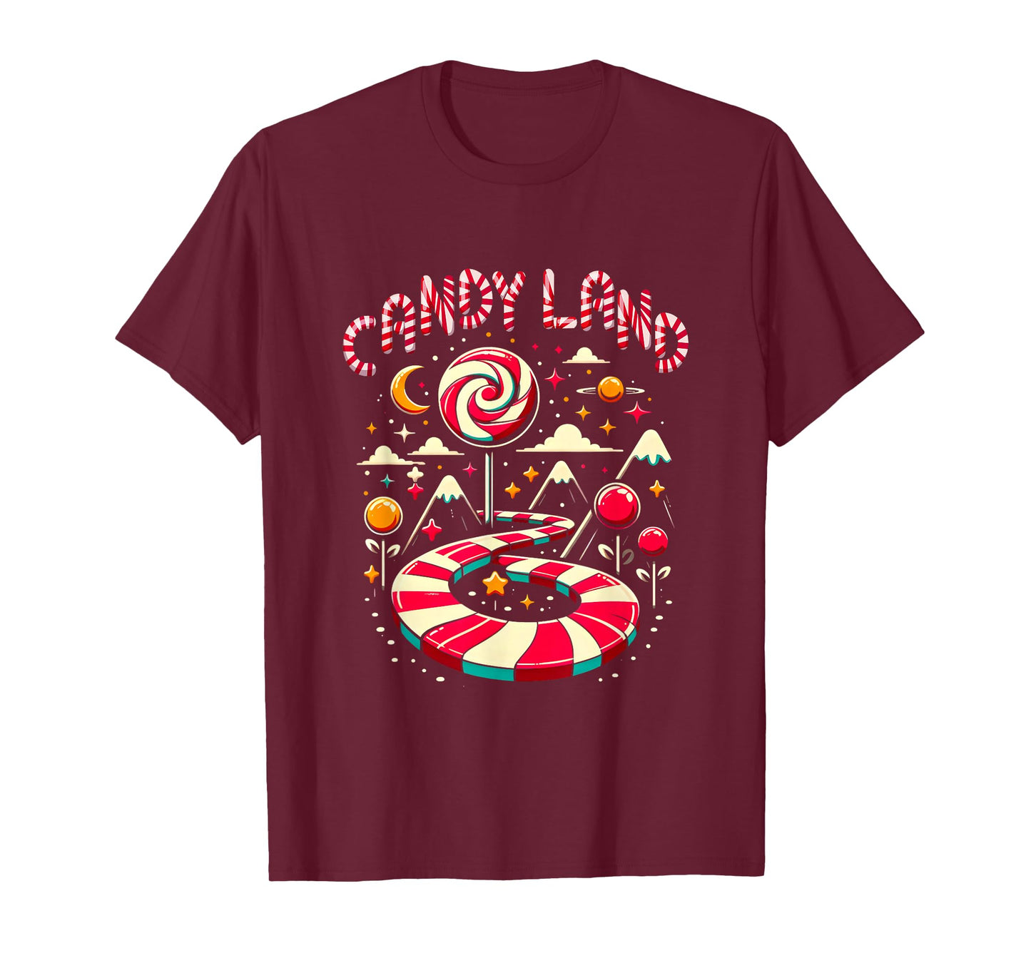 Xmas Candy Land Rainbow Trail Candy Cane Merry Christmas T-Shirt