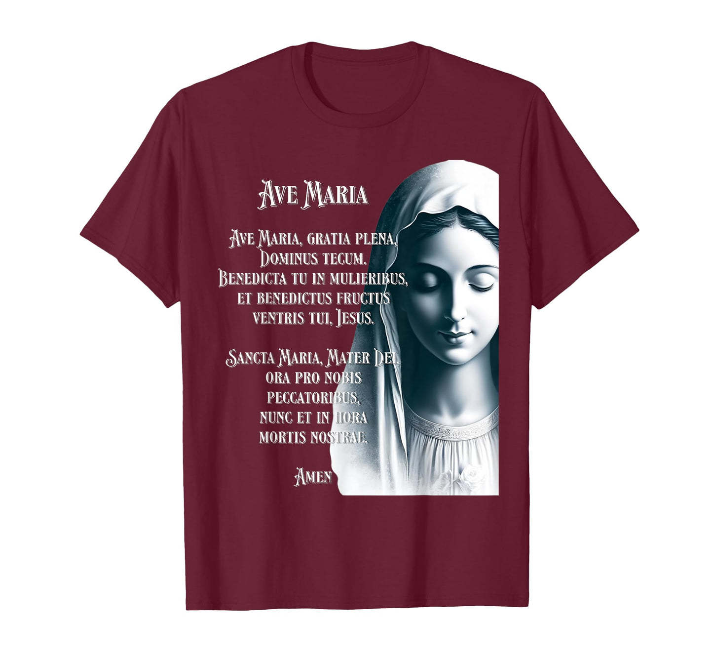 Latin Hail Mary Blessed Mother Rosary Prayer T-Shirt