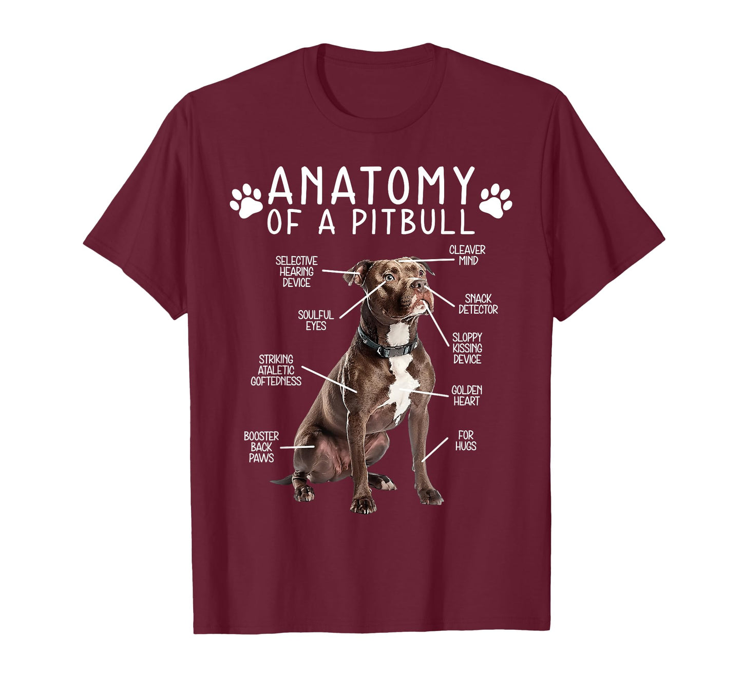 Anatomy Of A Pitbull Funny Dog Lover Humor Quote T-Shirt