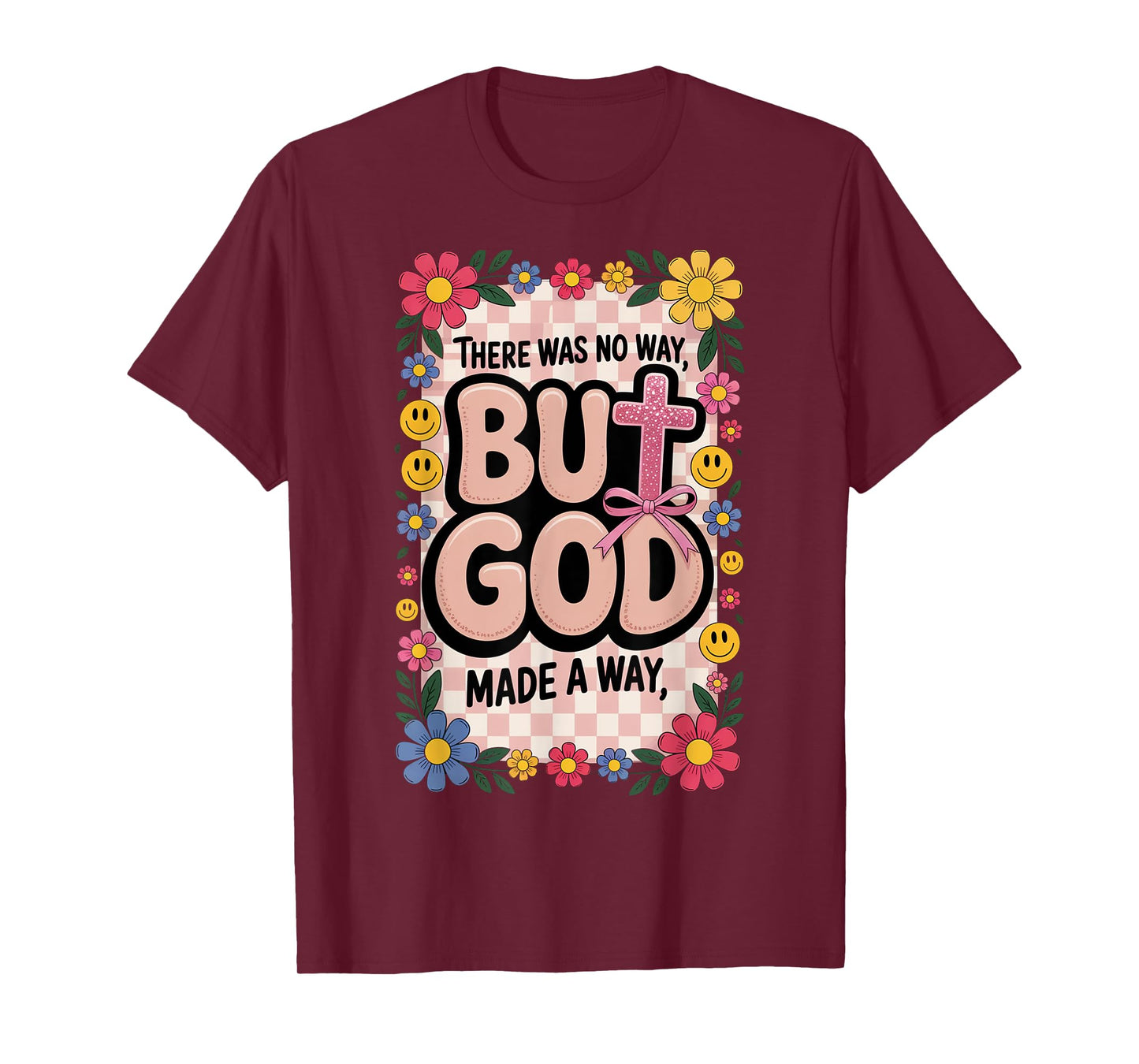 But God Pink Christian Floral Bow Teen Girls Scripture Woman T-Shirt