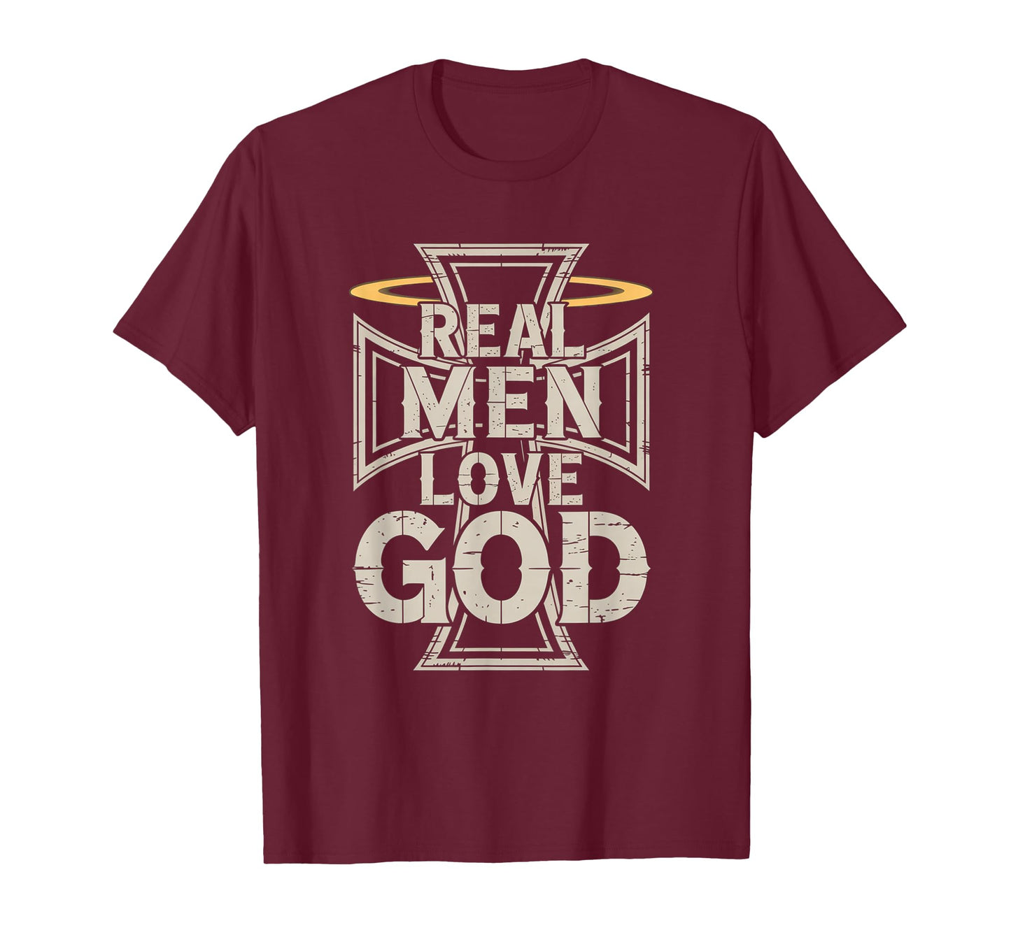 Real Men Love God Retro Christian Cross Matthew 22:37 T-Shirt