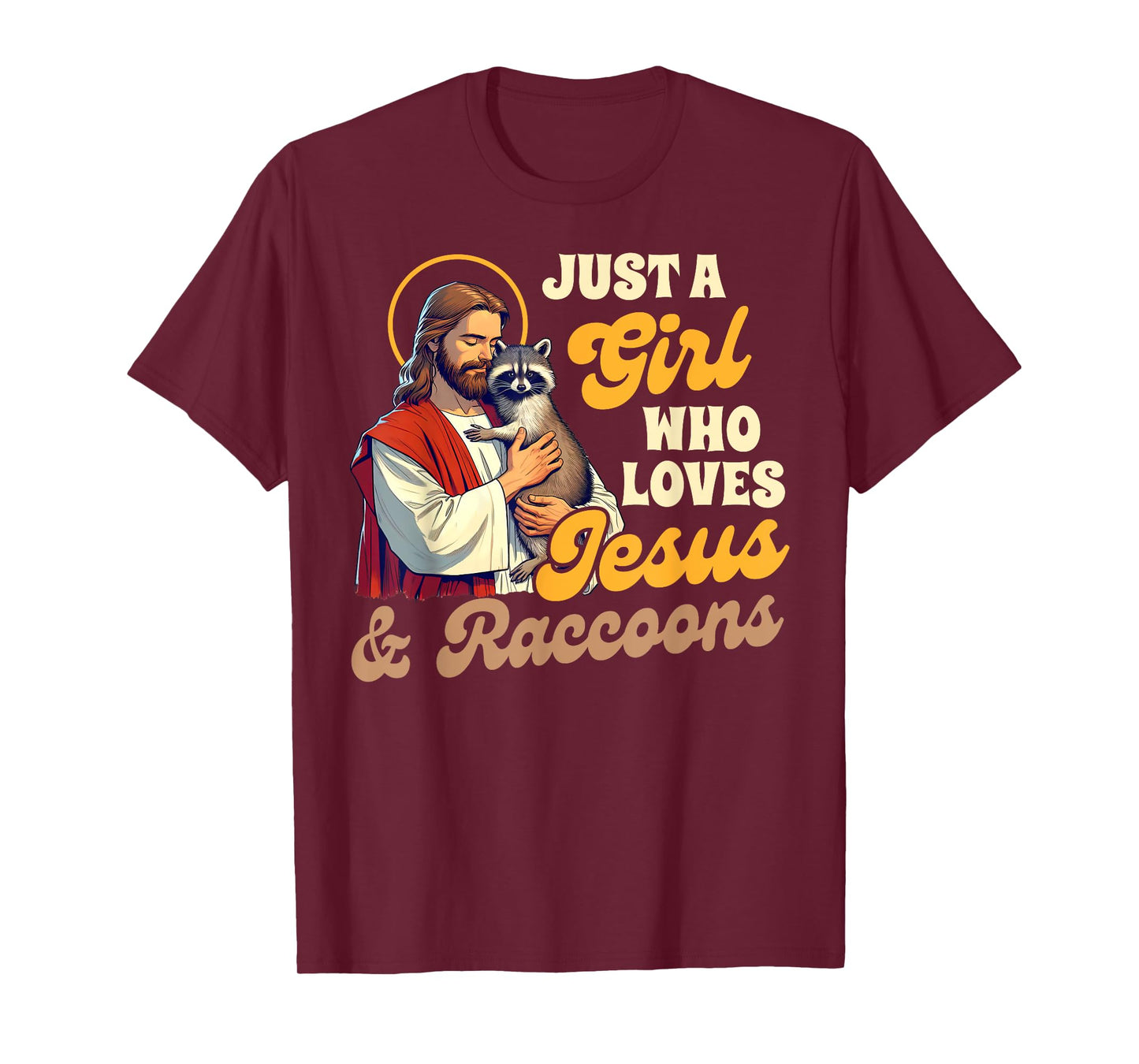 Christian Racoon Trash Panda A Girl Loves Jesus & Raccoons T-Shirt