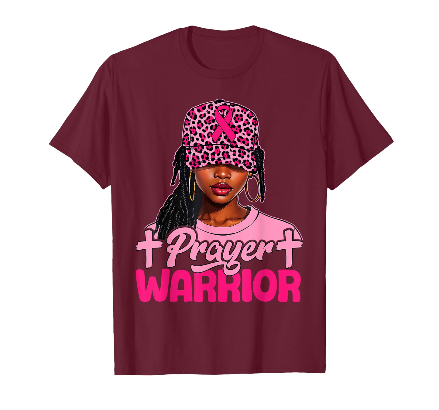 Prayer Warrior Black Women Afro Christian Breast Cancer T-Shirt