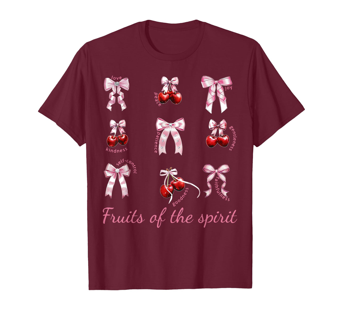 Fruit Of The Spirit Bow Coquette Cherry Christian Bible T-Shirt