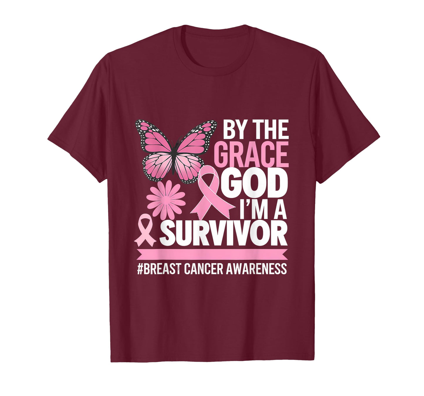 Breast Cancer Awareness Pink Ribbon By The Grace God T-Shirt