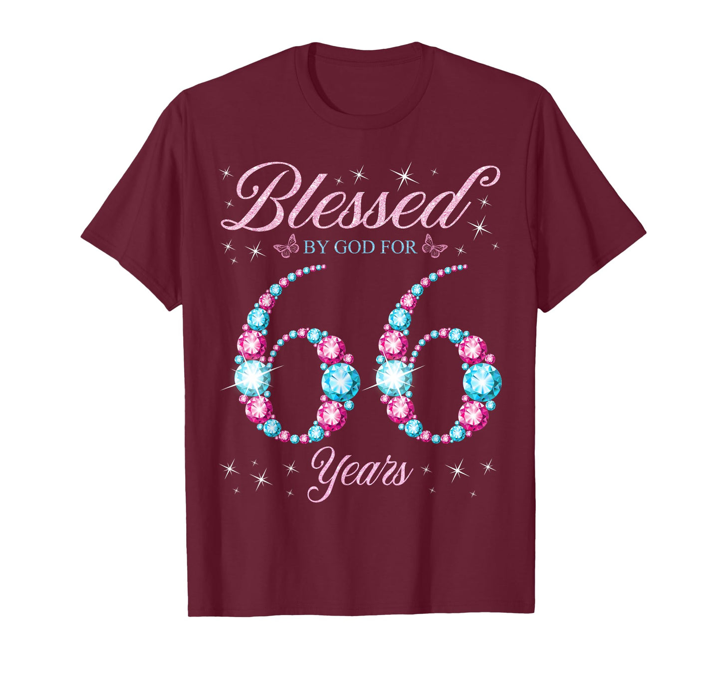 Blessed By God For 66 Years Old 66th Birthday Woman Queen T-Shirt