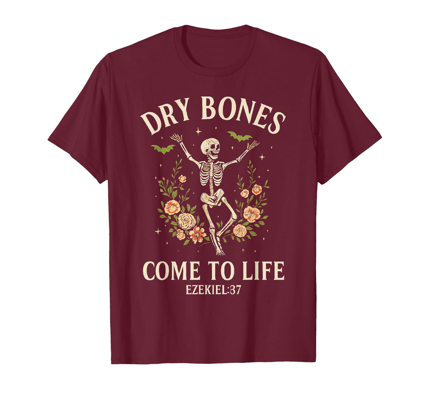 Dry Bones Come to Life Dancing Floral Skeleton T-Shirt
