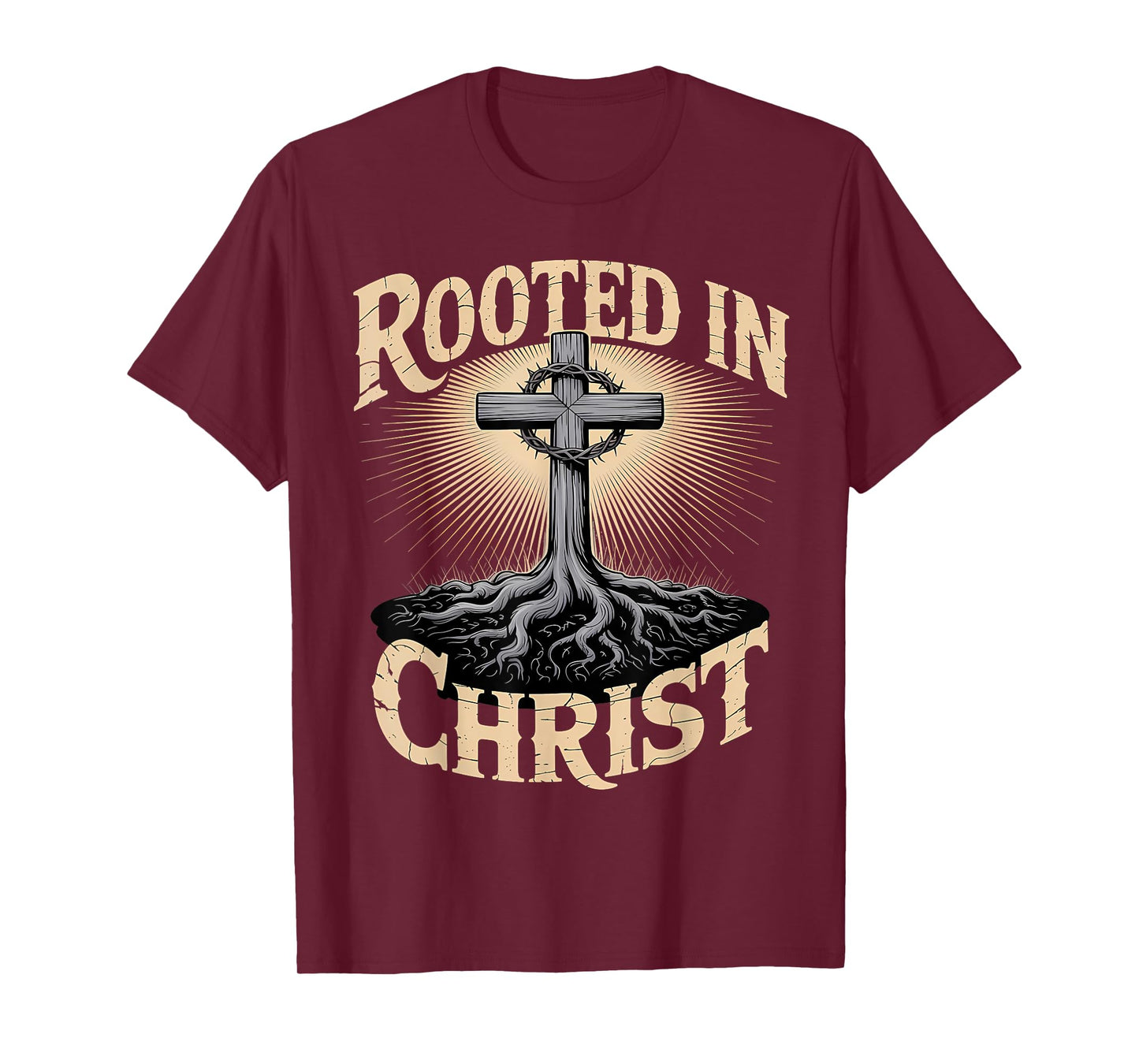 Rooted in Christ Christian Faith Jesus Cross T-Shirt