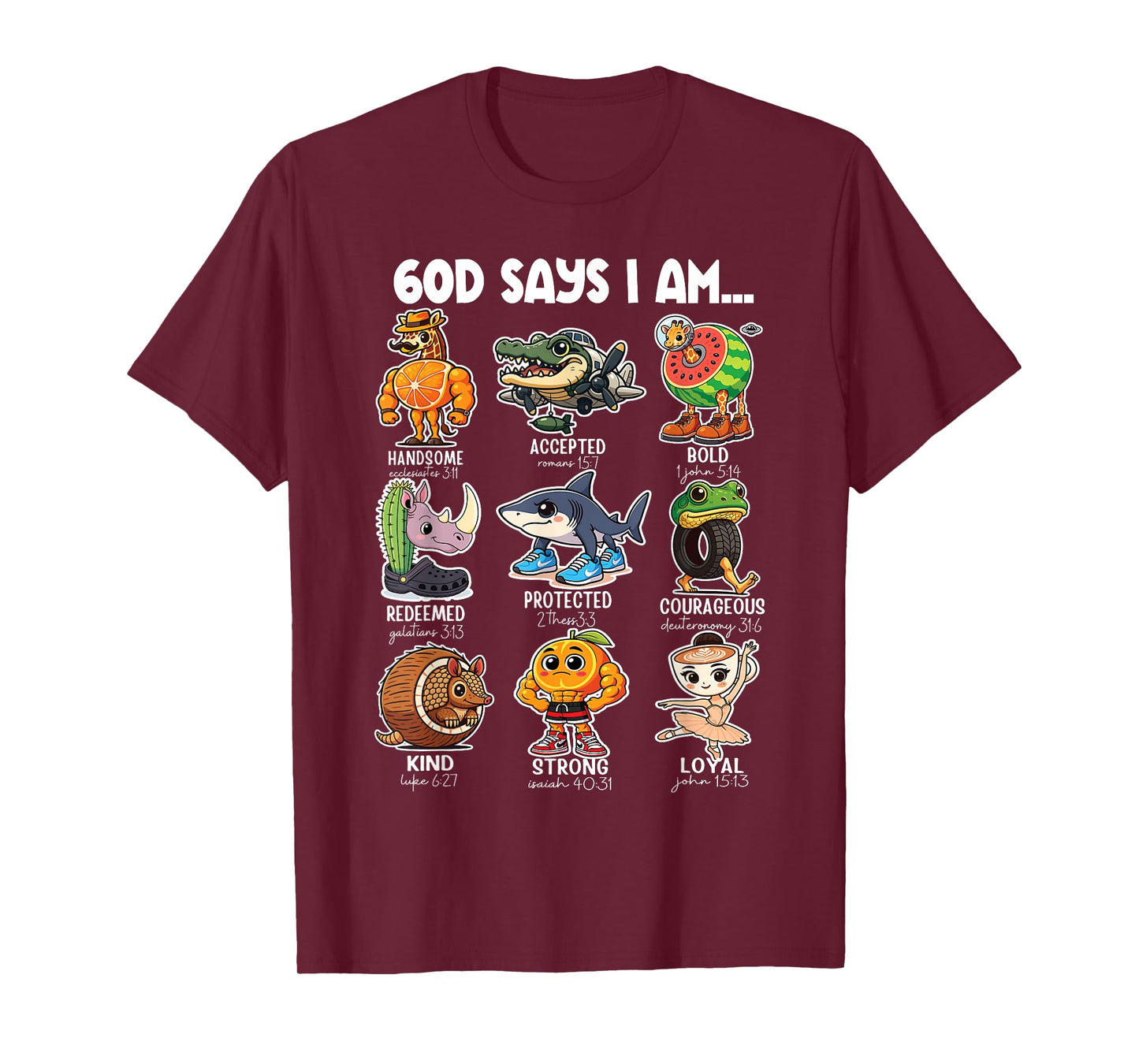 God Says I Am Italian Brainrot Cartoon Funny Christian Kids T-Shirt