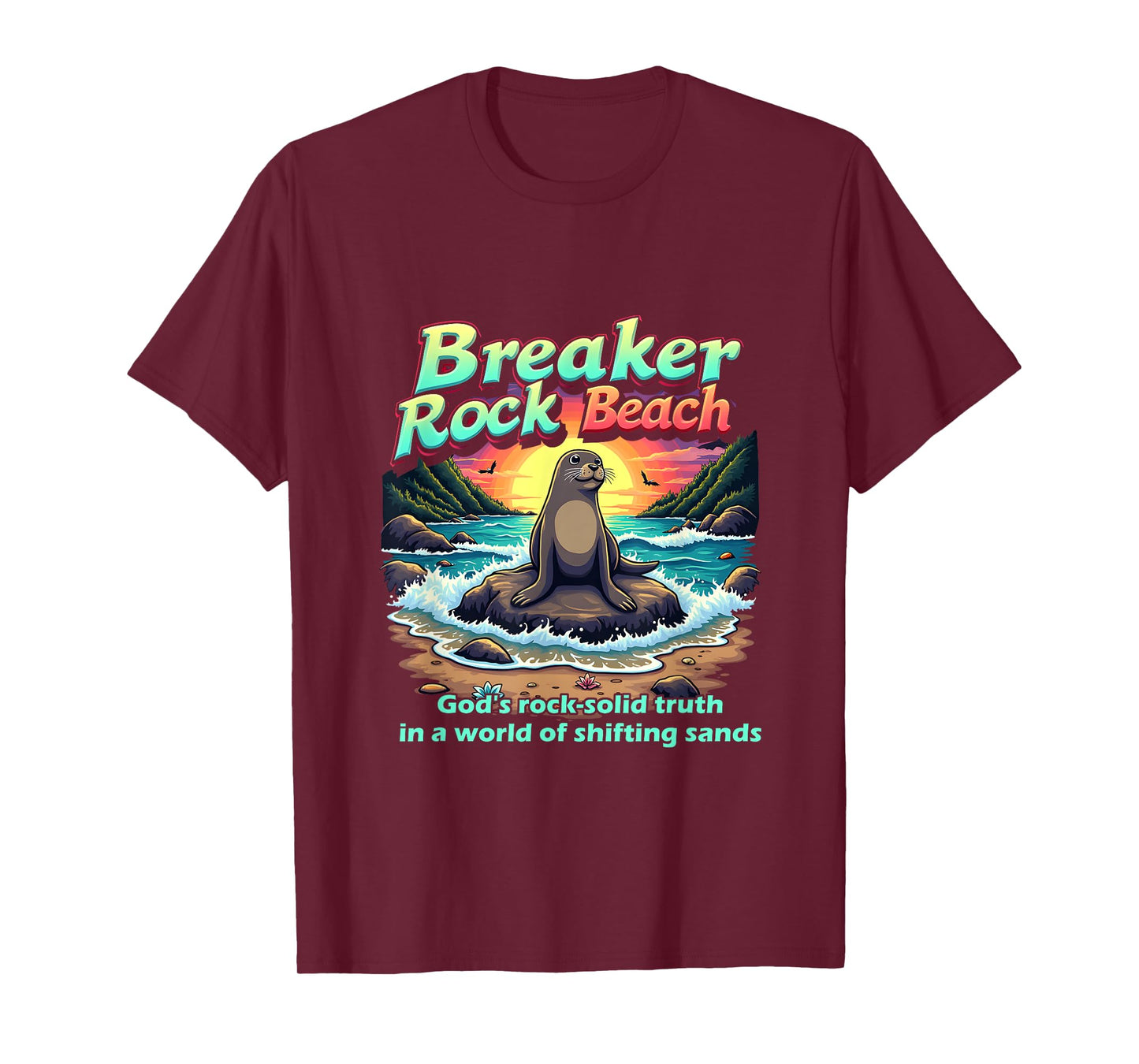 Retro VBS 2025 Breaker Rock Camp Beach God's Solid Beach T-Shirt