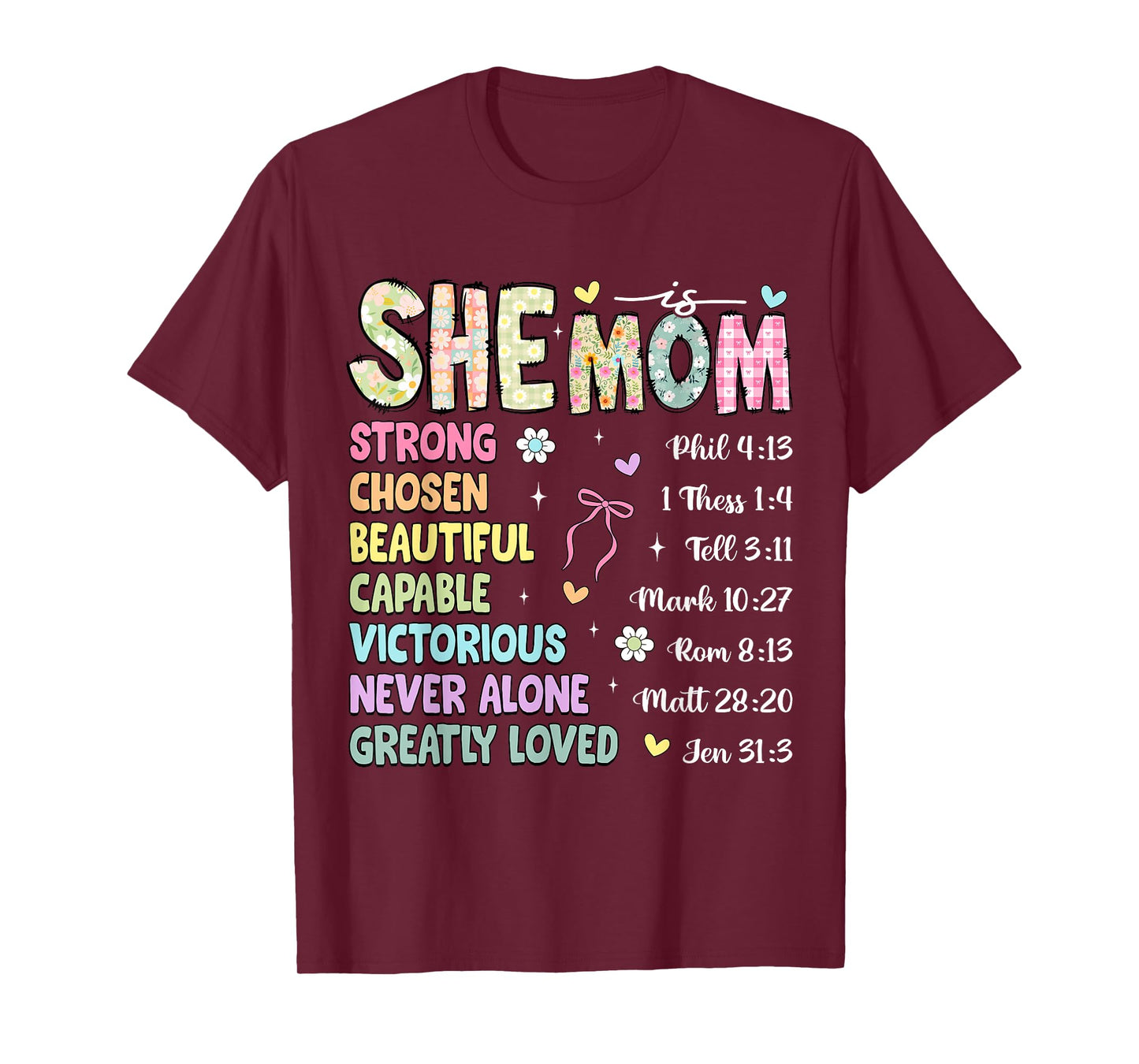 She Is Mom Christian Mother's Day Jesus Mama Religious Women T-Shirt
