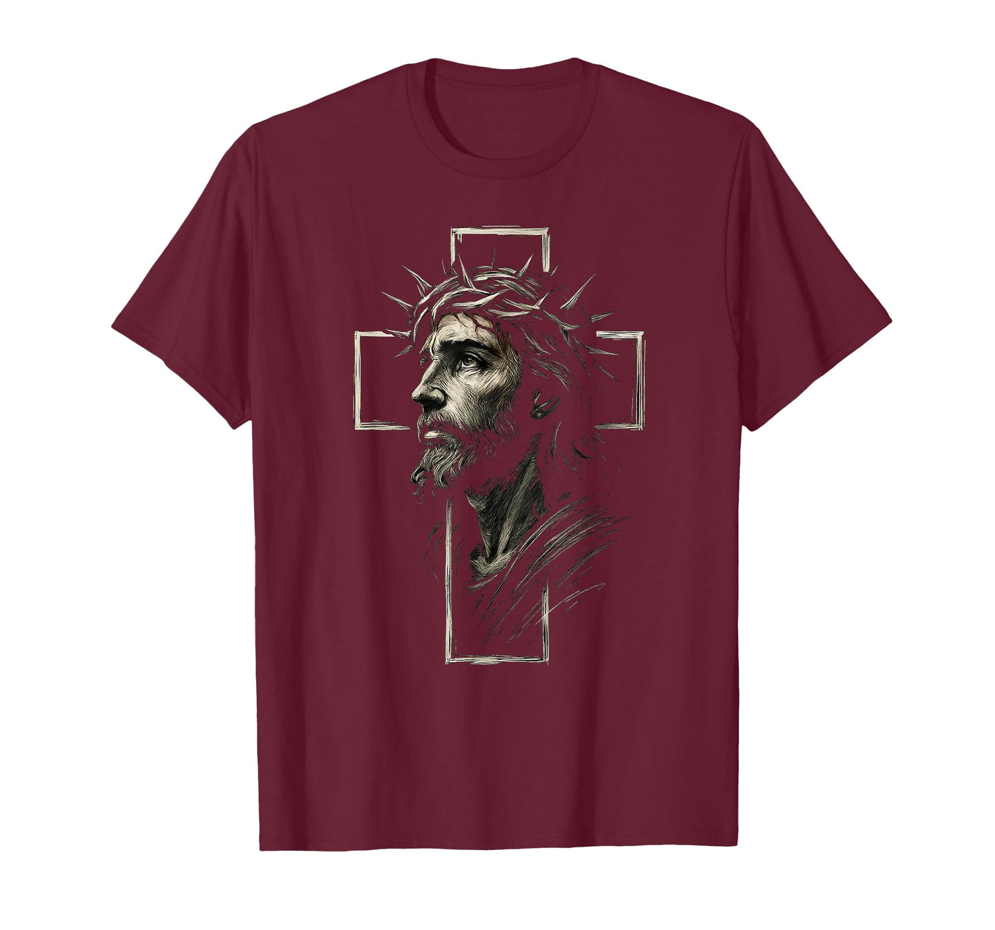 Religious Jesus Shirt – Cross Sketch Faith Graphic Tee T-Shirt