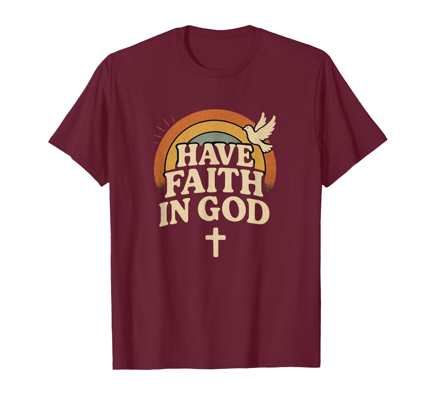 Have Faith in God Retro Cross Rainbow Christian Religious T-Shirt