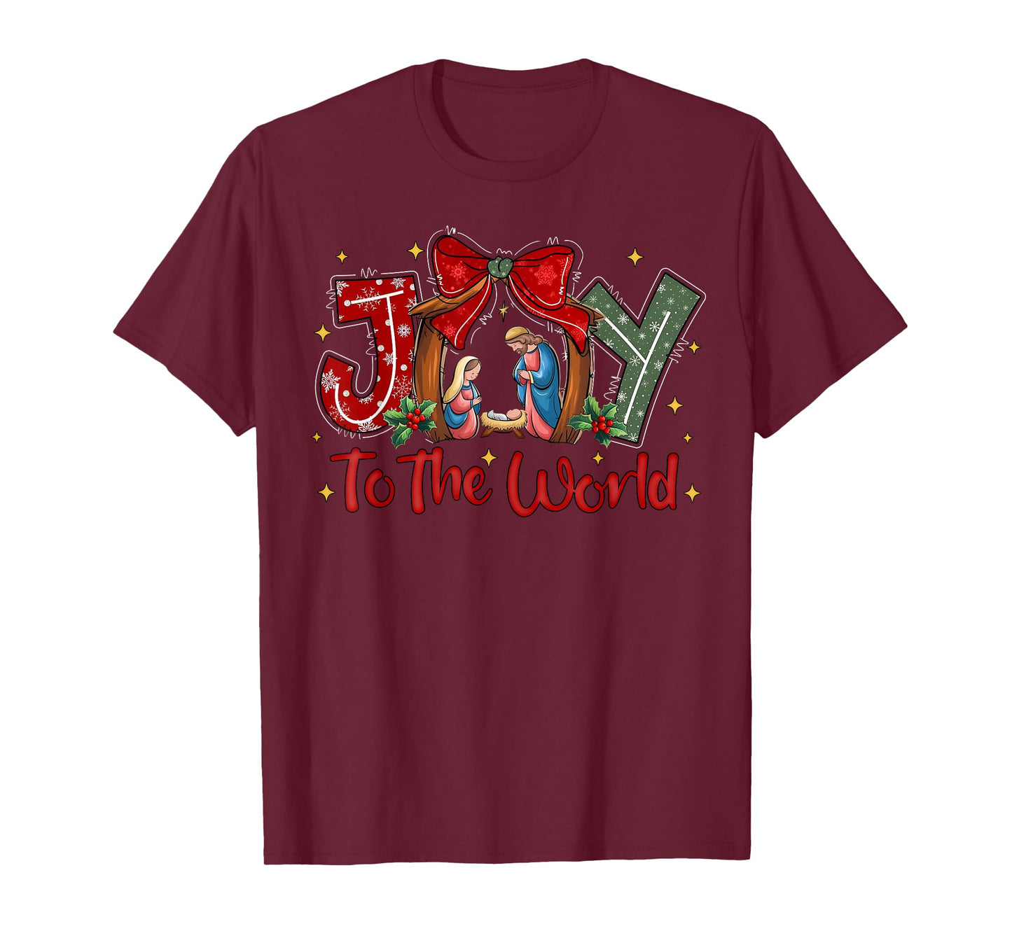 Joy To The World Jesus Christian Christmas Xmas Tree Holiday T-Shirt
