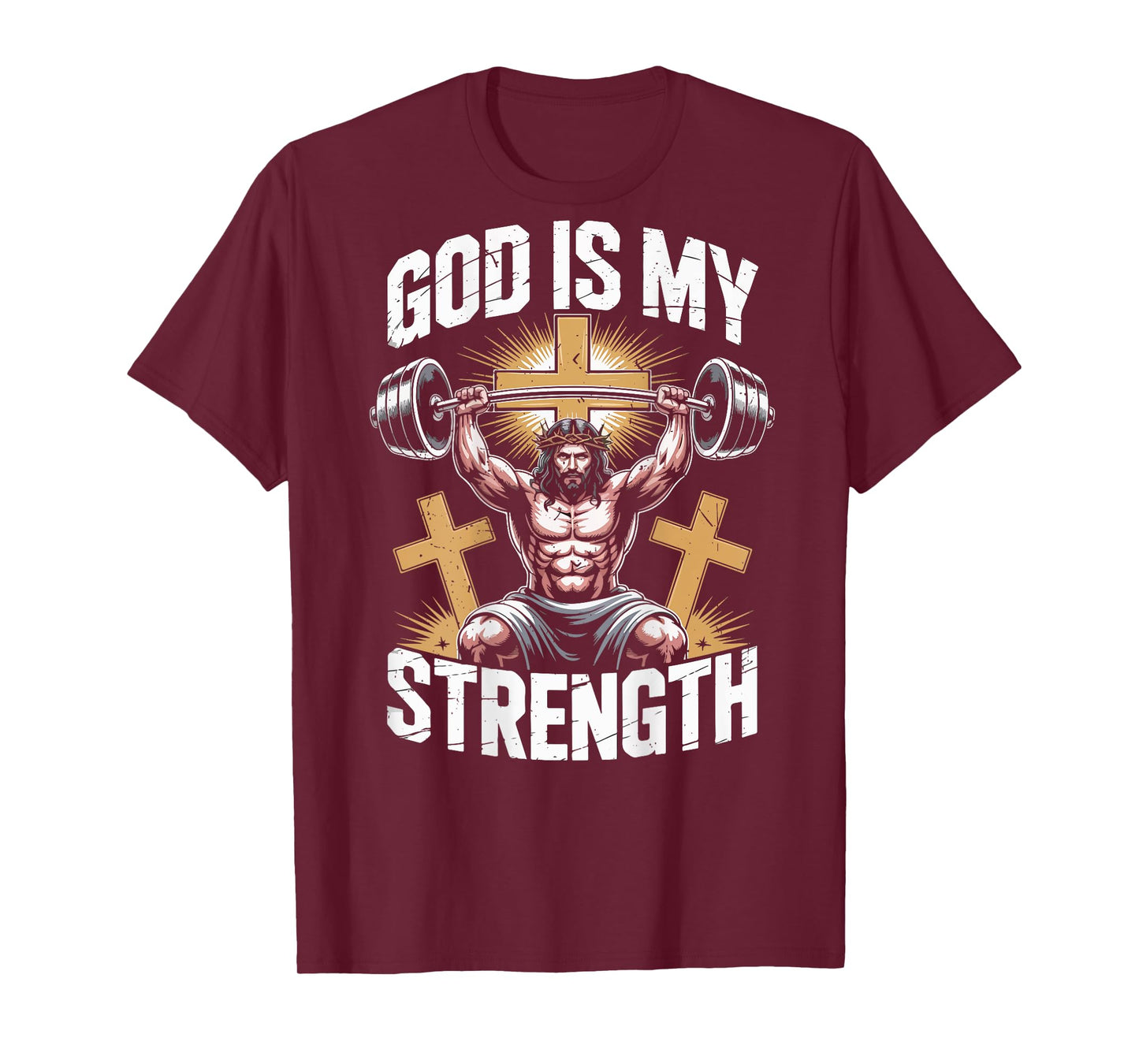 Christian Workout God is My Strength Jesus Gym Faith-Fitness T-Shirt