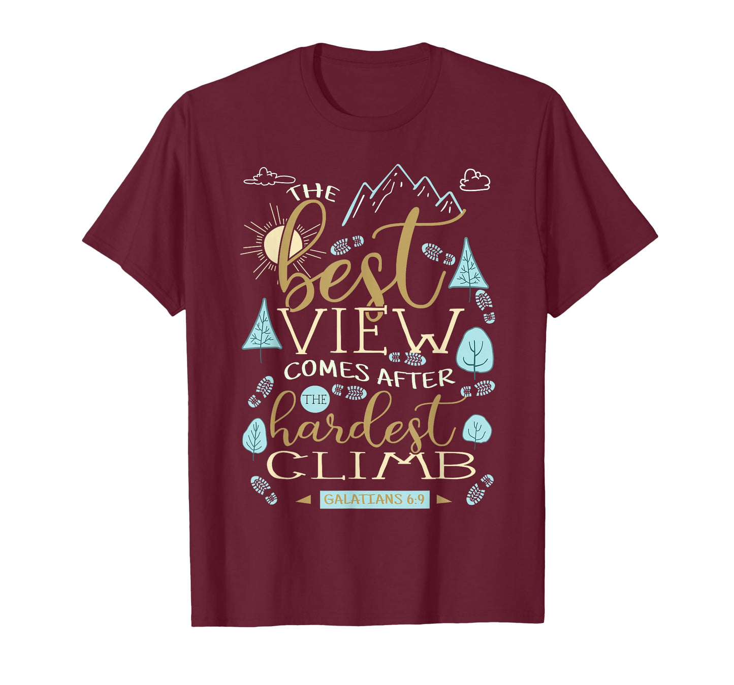 The Best View Comes After The Hardest Climb Shirt - Unisex-Adults, Black, Small, Short Sleeve, Cotton 80%, Polyester 20%, Funny T-Shirt