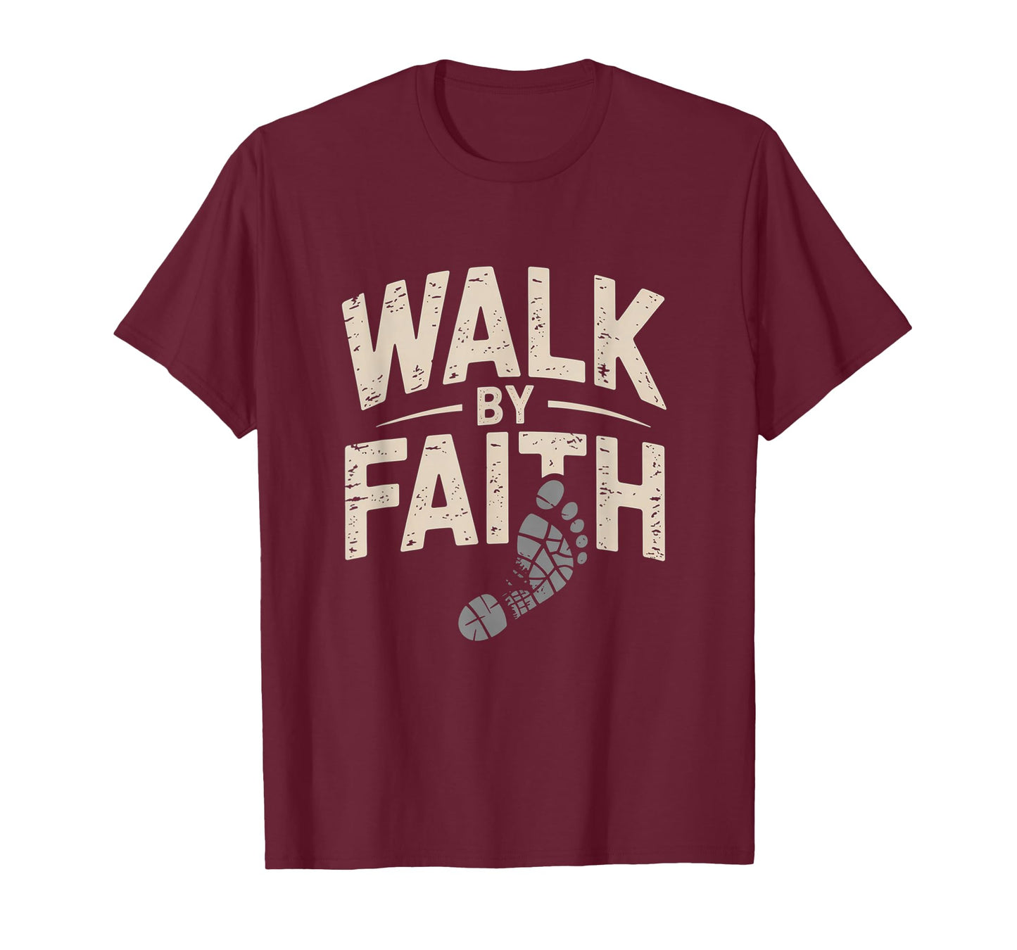 Walk by Faith Christian Footprint Inspirational Tee T-Shirt
