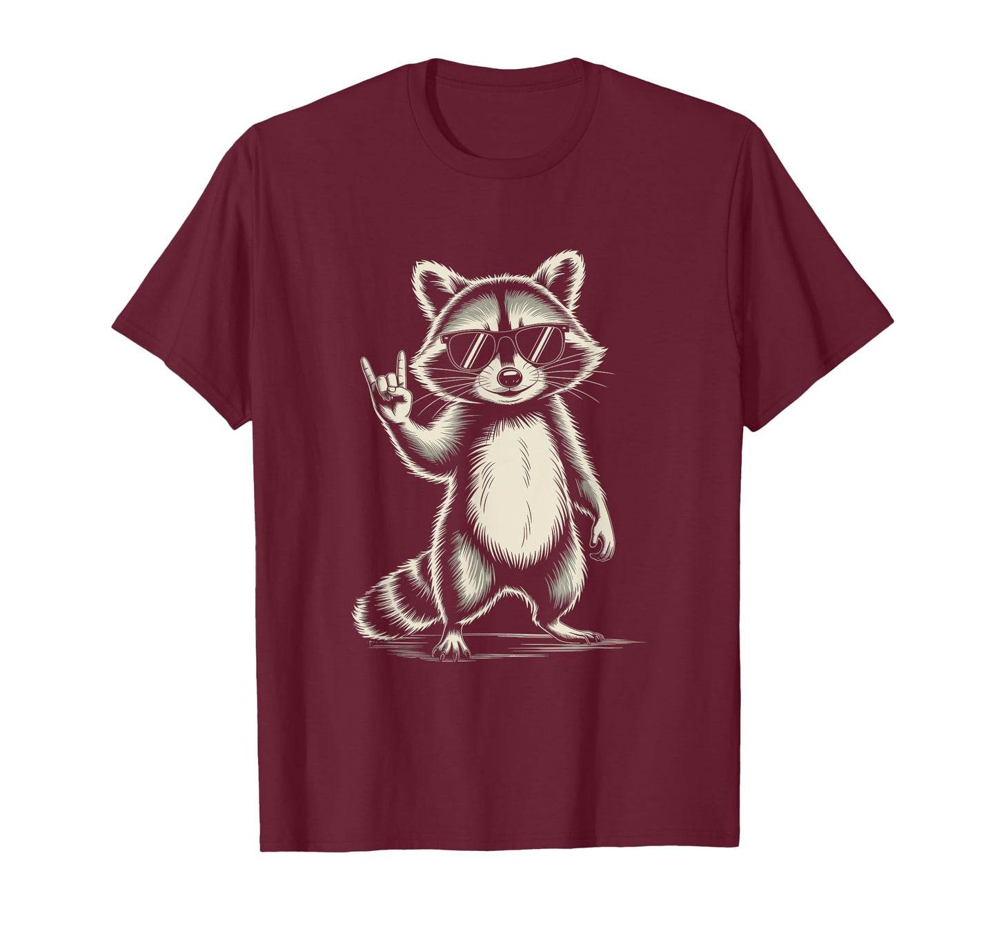 Retro Raccoon Rock Music For Men Women Funny Raccoon T-Shirt