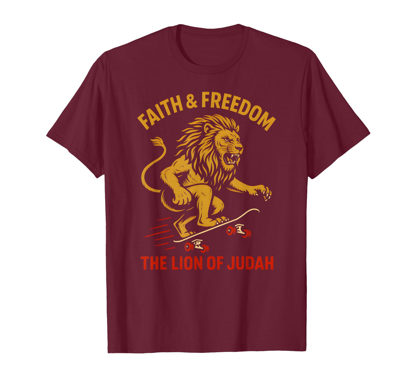 Patriotic Faith Lion of Judah Vintage Mens Christian T-Shirt