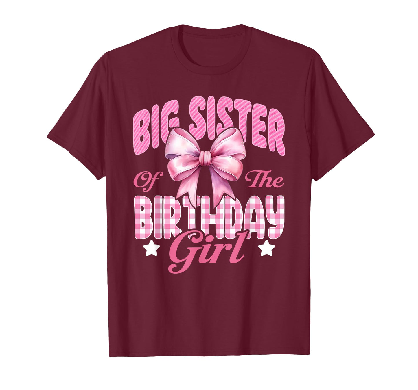 Big Sister of The Birthday Girl Family Pink Coquette Bow T-Shirt