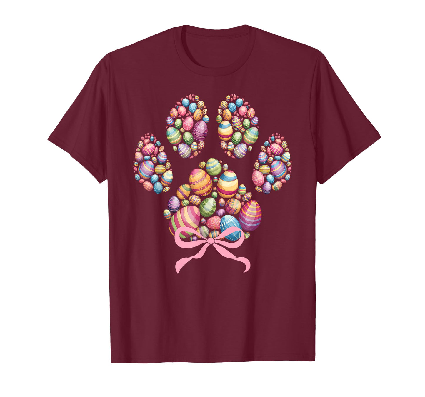 Funny Dog Paw Print Easter Eggs Happy Easter Day Boys Girls T-Shirt
