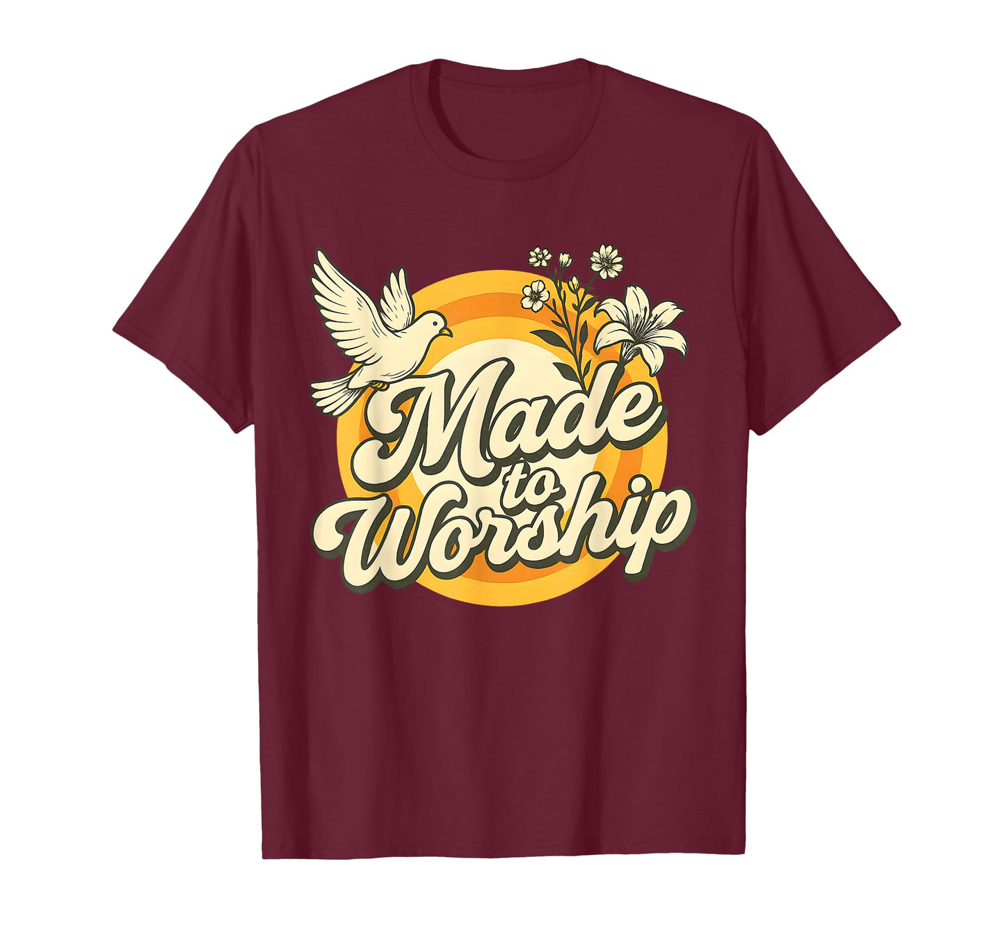 Made to Worship Retro Floral Christian Bible Verse T-Shirt