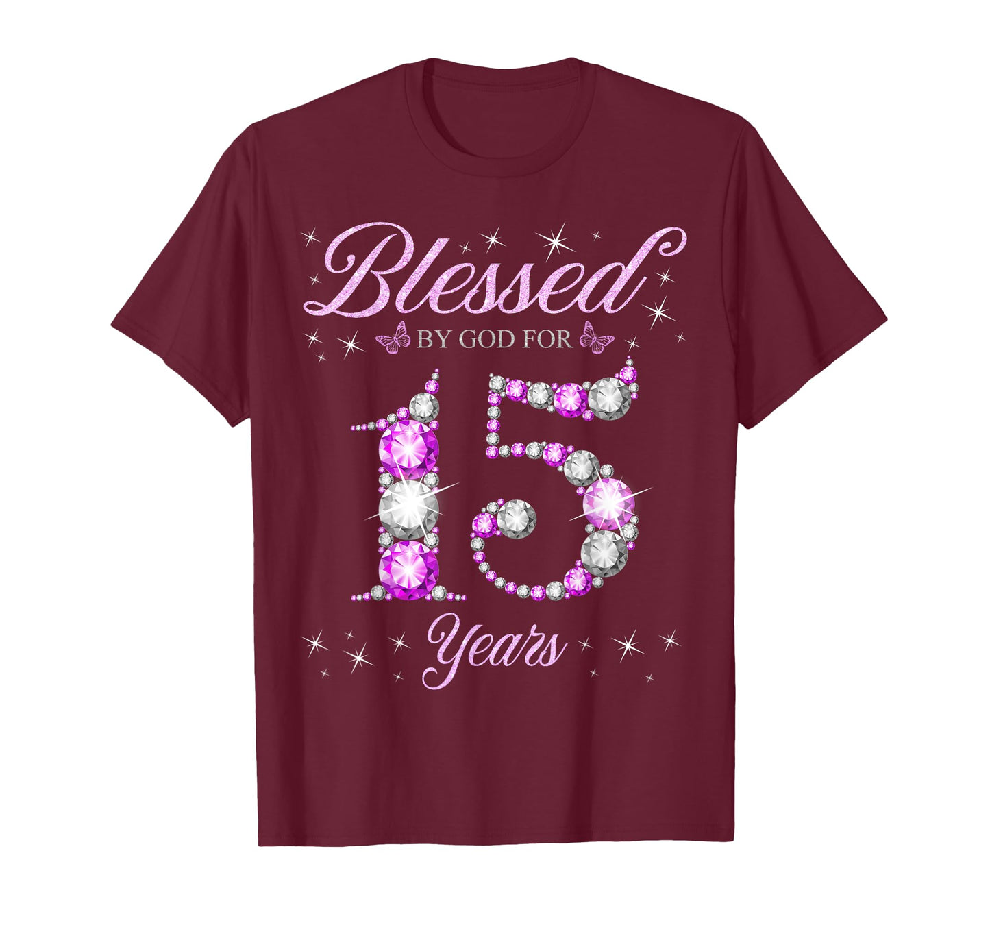 Blessed By God For 15 Years Old 15th Birthday B-Day Party T-Shirt