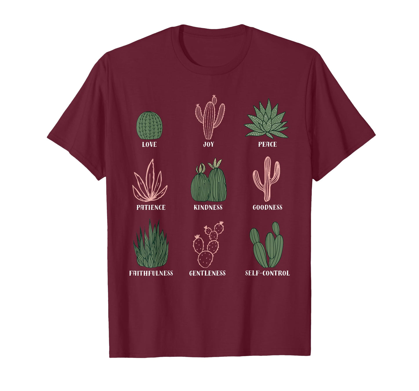 Boho Cactus Fruit of The Spirit Christian Bible Verse Garden T-Shirt