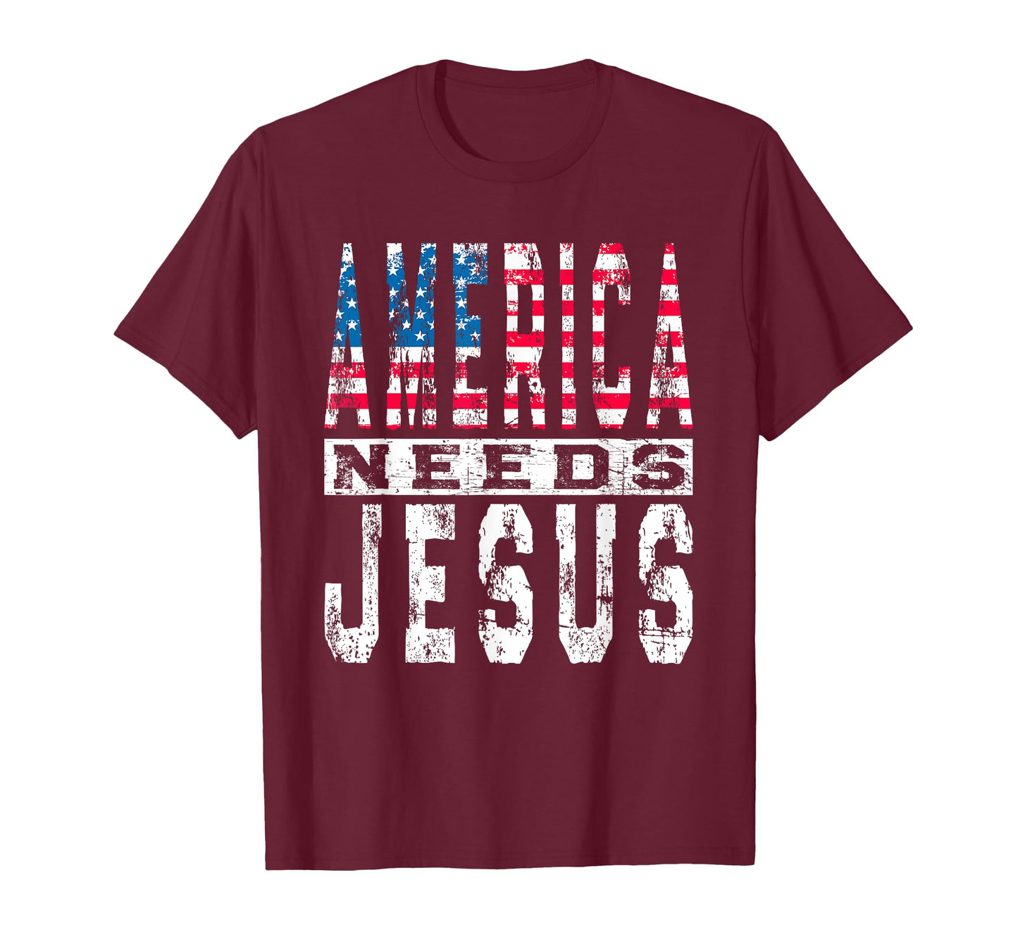 America Needs Jesus Vintage Patriotic American Flag USA T-Shirt for Women Kids Men