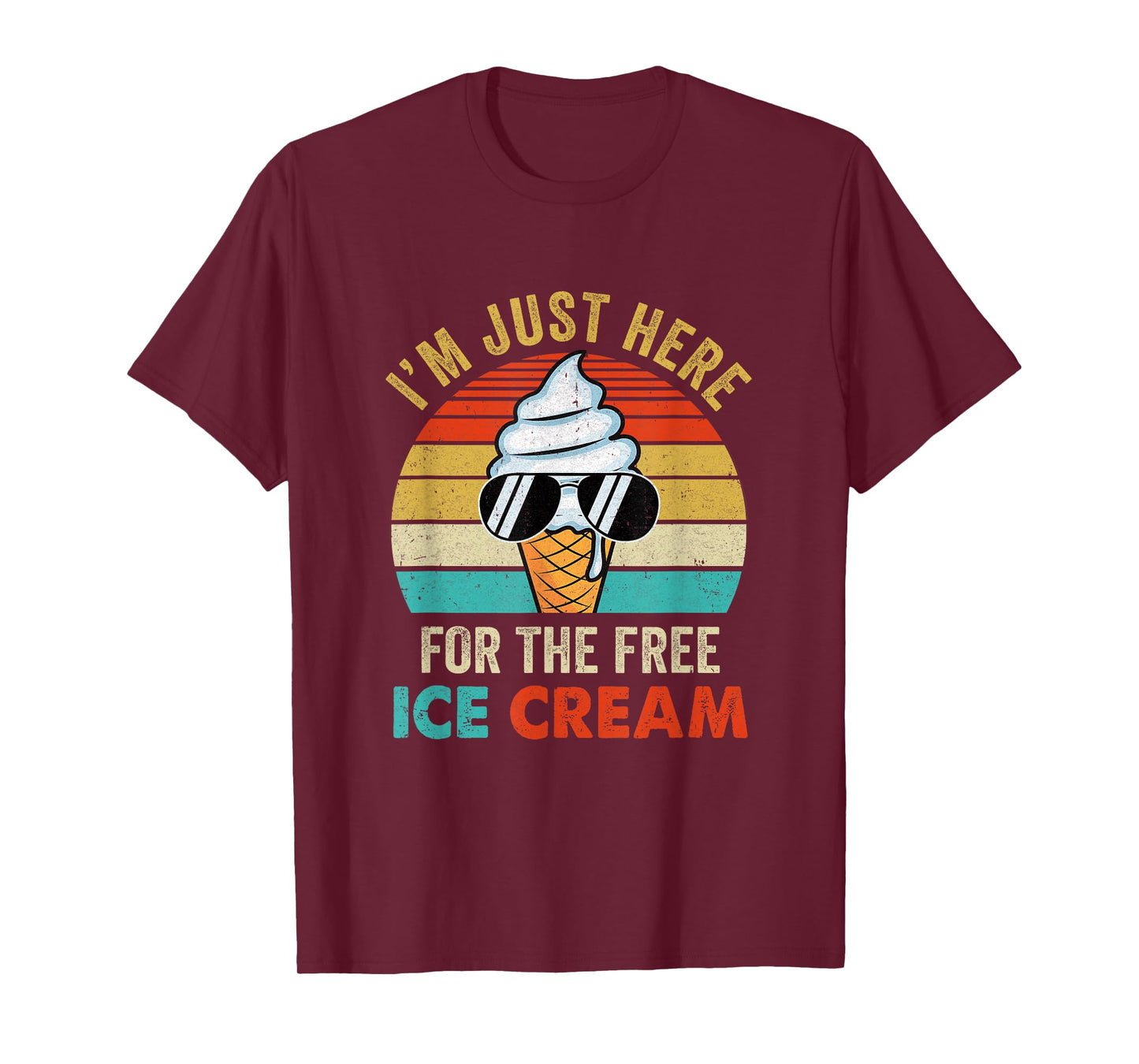 I'm Just Here For The Free Ice Cream Funny Cruise 2025 Retro T-Shirt