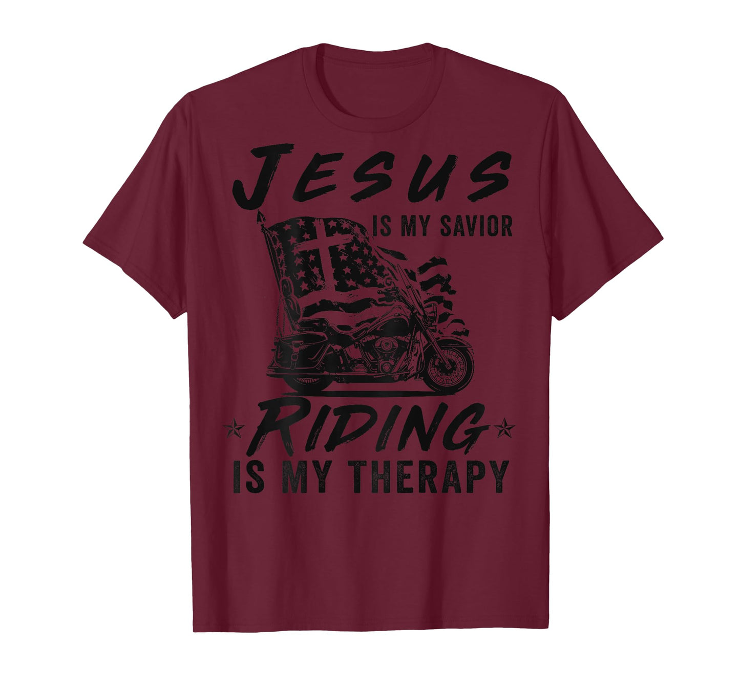 Jesus Is My Savior Riding Is My Therapy Motorcycle Riding T-Shirt