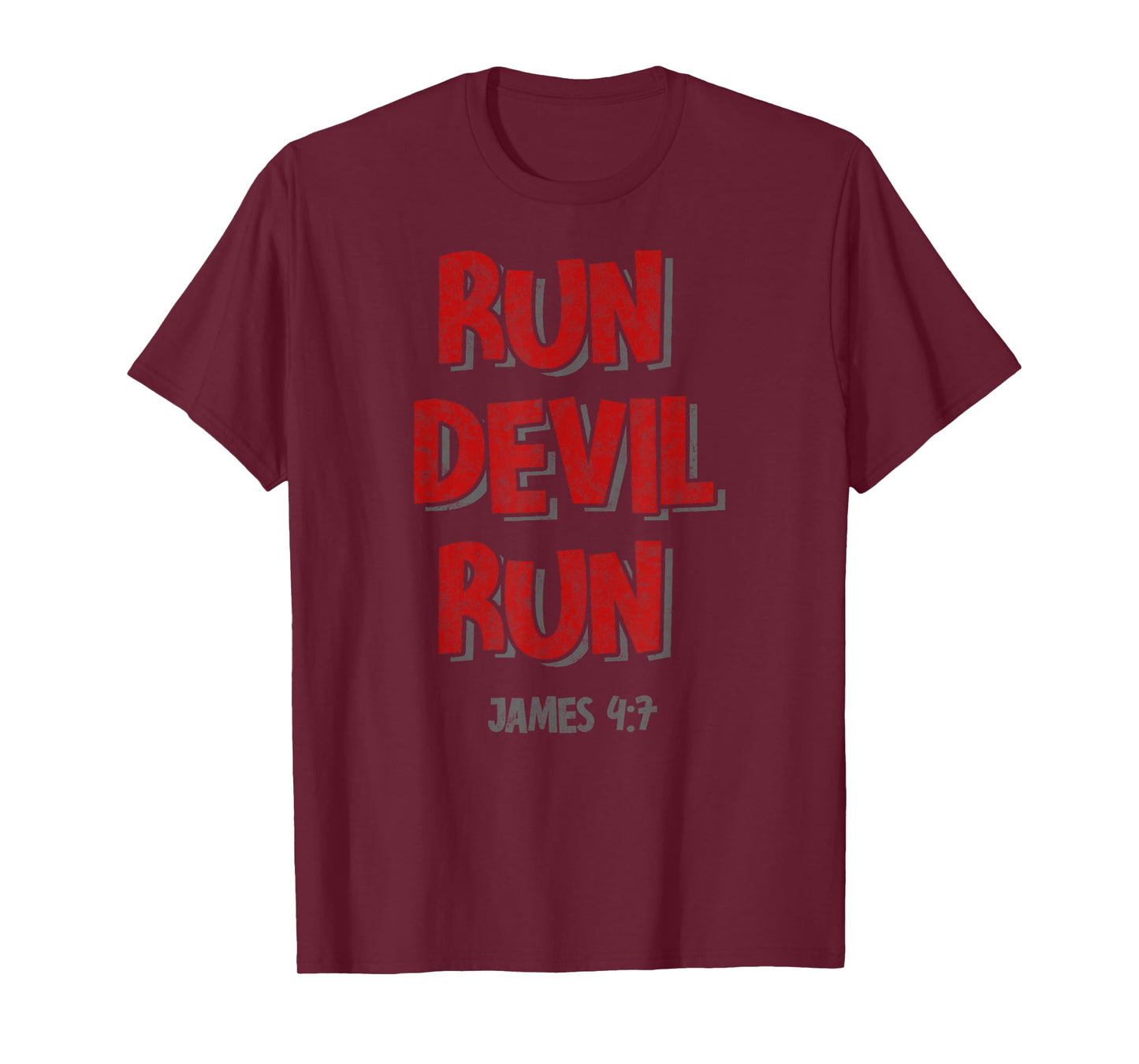 James 4:7 Bible Verse Run Devil Run Christian Tee Religious T-Shirt