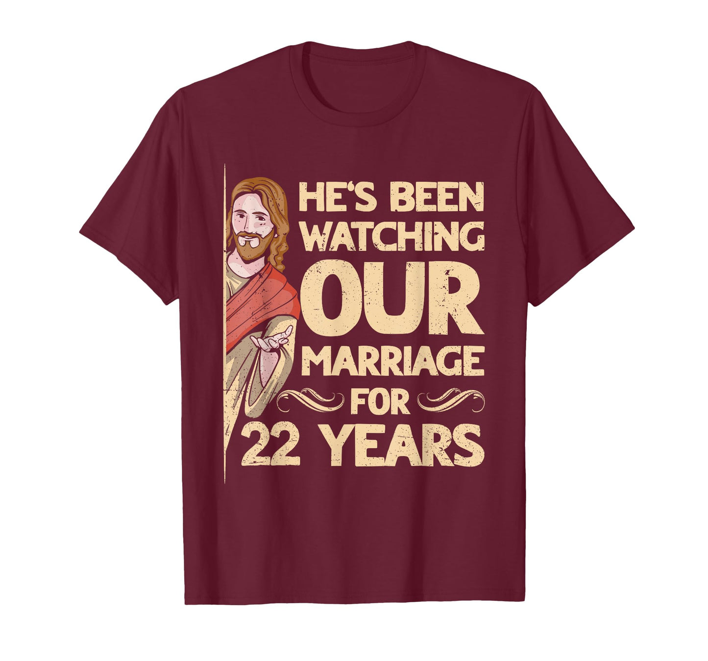 22nd Wedding Anniversary Jesus Christian Husband Wife T-Shirt