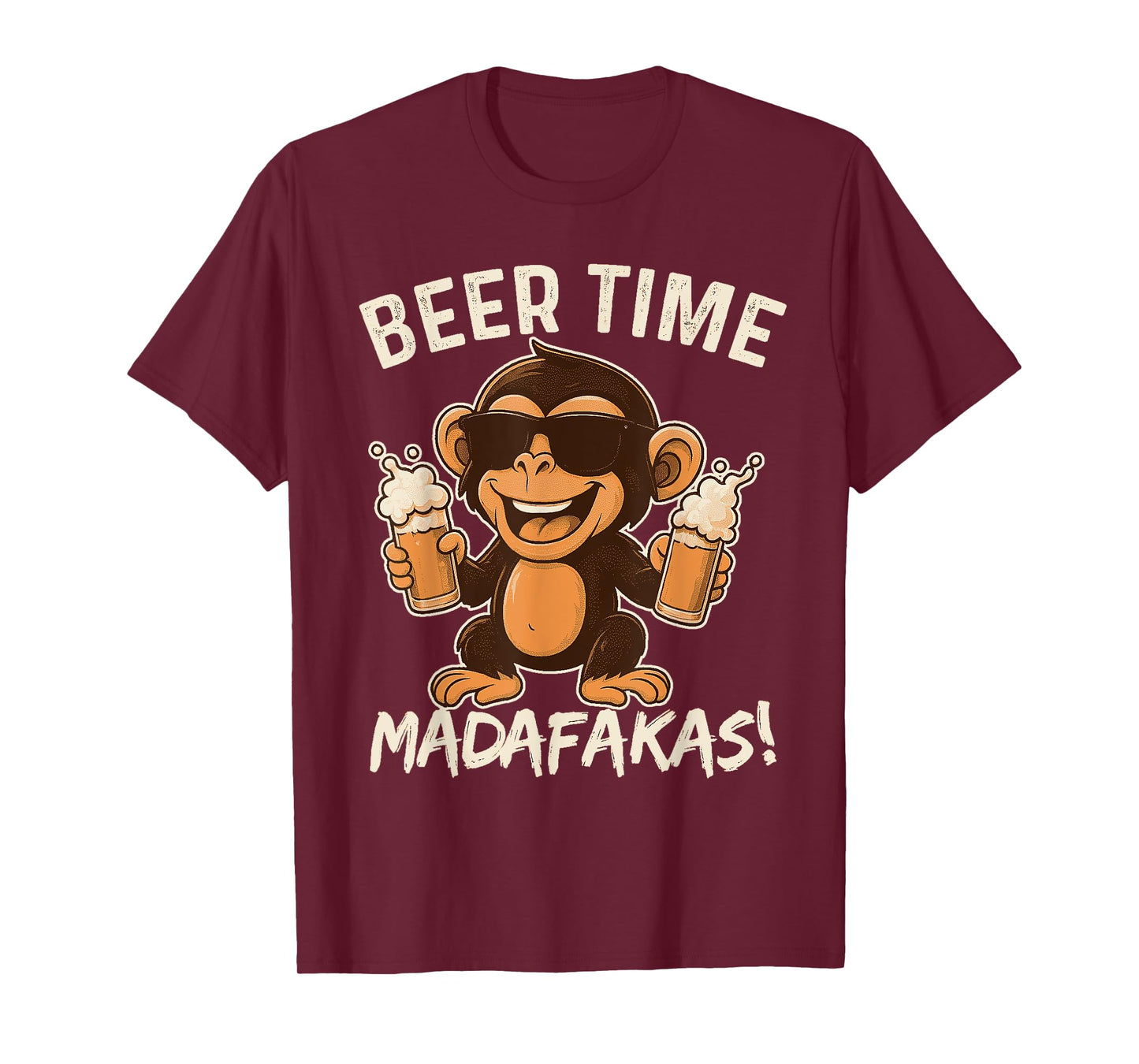 Beer Time Madafakas Funny Monkey T-Shirt