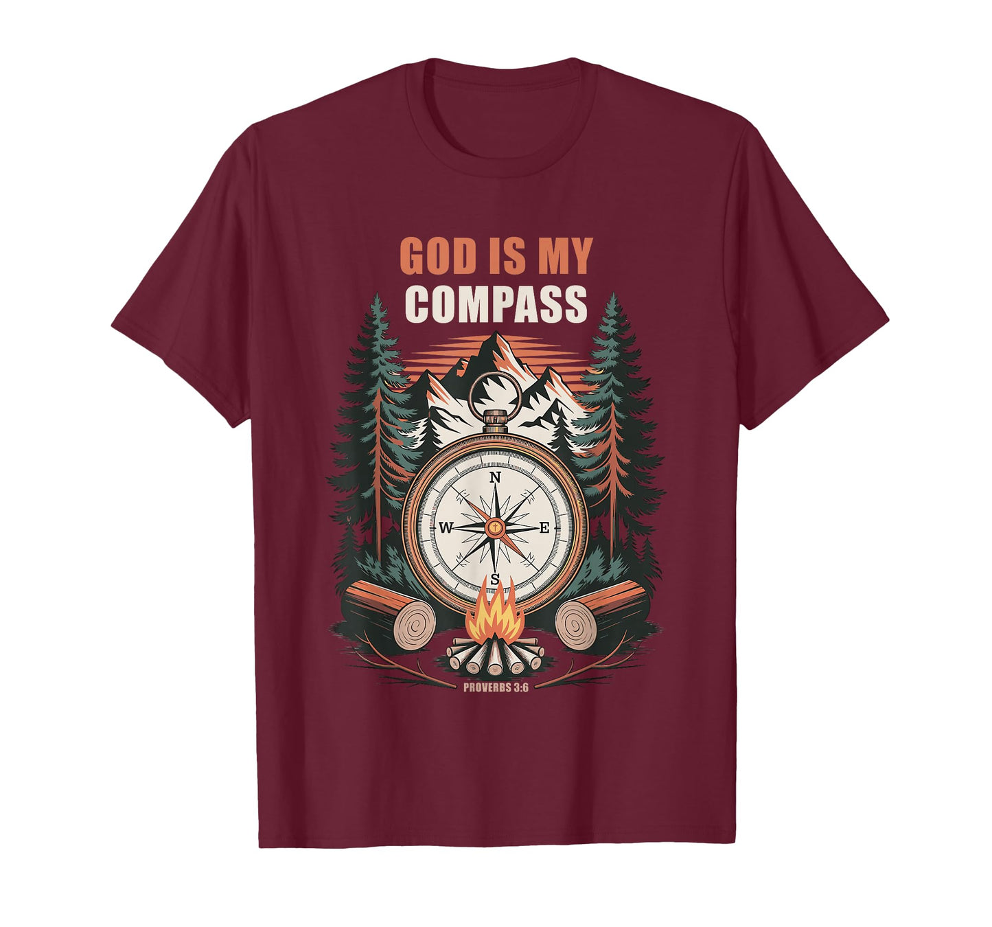 GOD is My Compass – Proverbs 3:6 Christian Faith Camping T-Shirt
