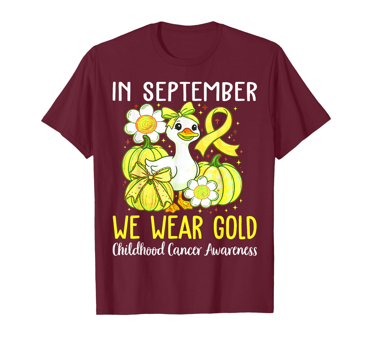 in September We Wear Gold Childhood Cancer Awareness Ribbon T-Shirt