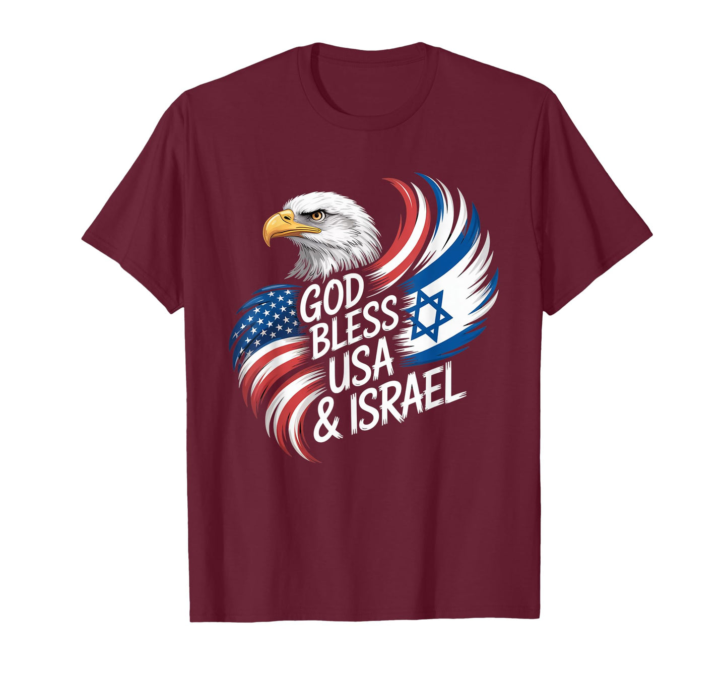 God Bless USA & Israel Support Patriotic Tee T-Shirt