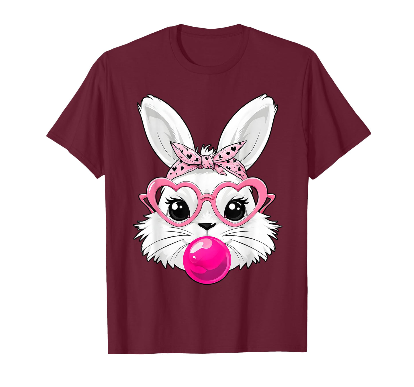 Cute Easter Day Bunny Face With Bandana Heart Glasses T-Shirt