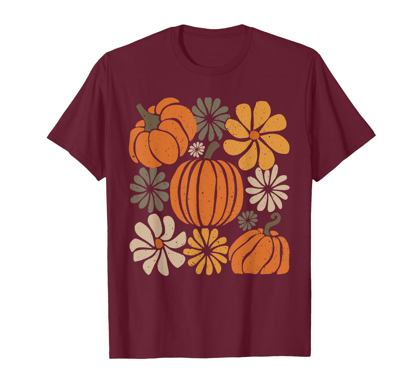 Retro Boho Floral Cute Pumpkin Autumn Thanksgiving Women Kid T-Shirt