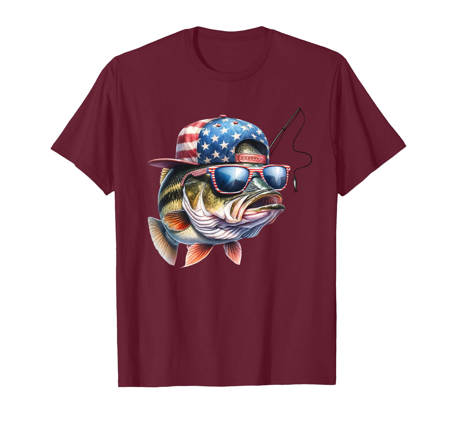 Funny Fishing & Fisherman Gift American Flag T-Shirt