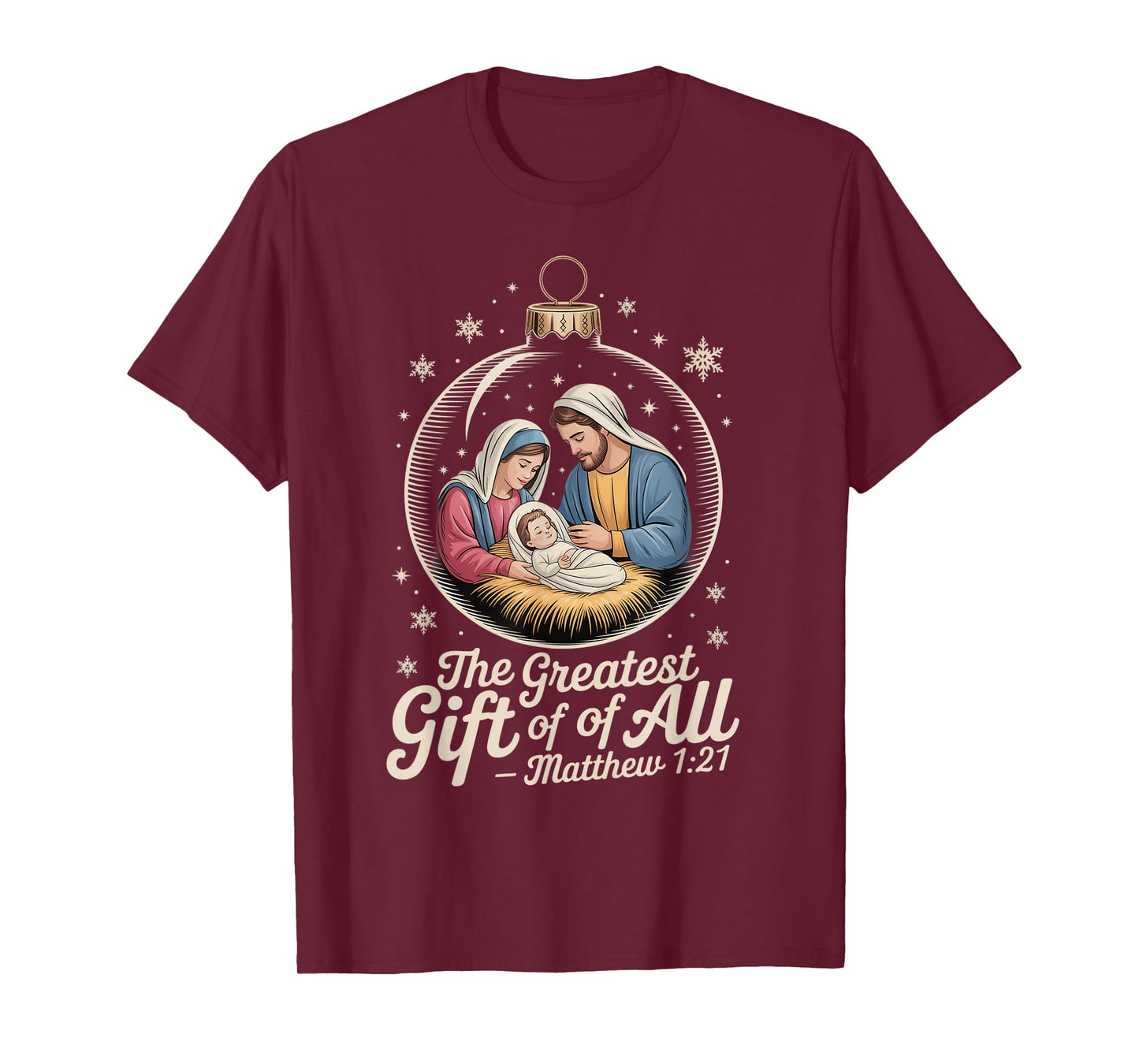 Greatest Gift of All Jesus Nativity Scene Christmas Faith T-Shirt