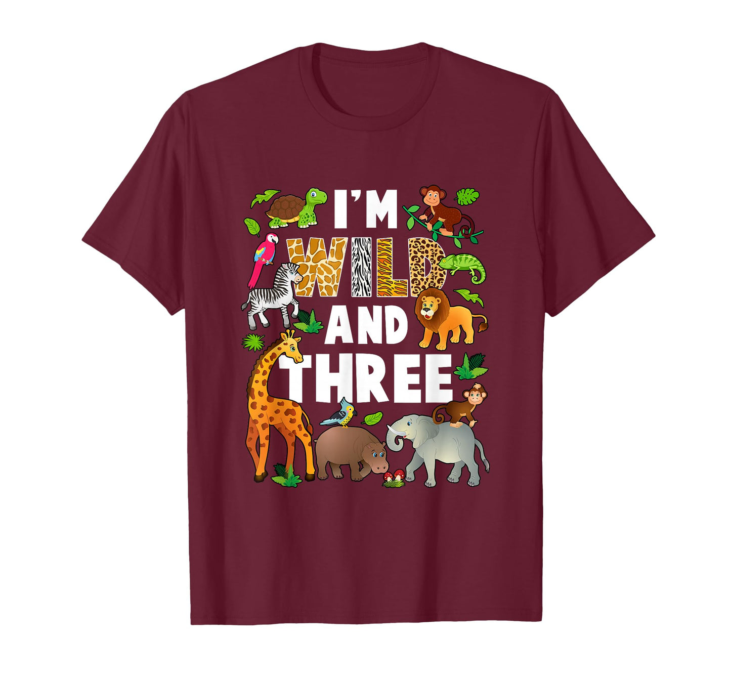 I'm Wild And Three 3 Year Old 3Rd Birthday Safari Jungle T-Shirt